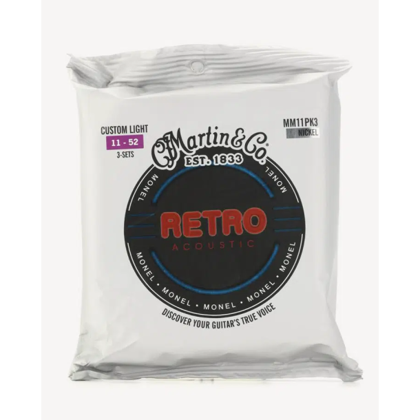 C.F. Martin MM11 3-Pack Retro Acoustic Custom Light (.011 - .052) Monel Wound